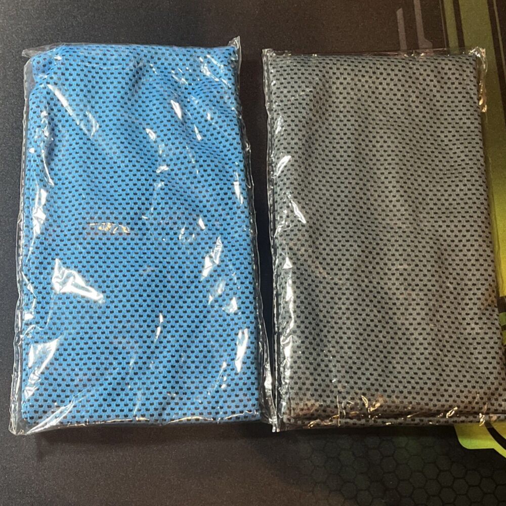 Blue and Gray Gym Towel 36x12 in Dots Pattern Rectangular Unisex